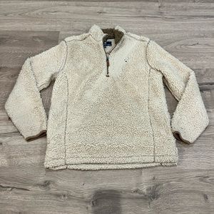 The Southern Shirt Co. Sherpa Pullover with Pockets in Oyster size Small